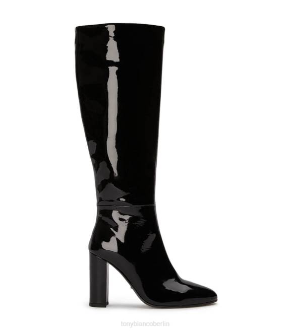 kniehohe Stiefel| de Tony Bianco Frauen Boss-Kalbsstiefel schwarzes Lackleder 4624435